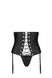 Пояс-корсет з екошкіри CELINE SET black 4XL/5XL — Passion: шнурівка, знімні пажі для панчіх, стрінги