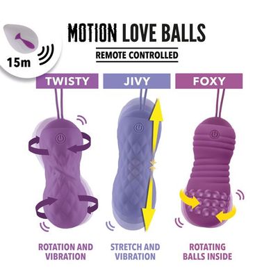 Вагінальні кульки з масажем та вібрацією FeelzToys Motion Love Balls Jivy з пультом ДУ, 7 режимів