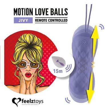 Вагинальные шарики с массажем и вибрацией FeelzToys Motion Love Balls Jivy, пульт ДУ