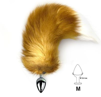 Металева анальна пробка з хвостом із натурального хутра Art of Sex size M Foxy fox