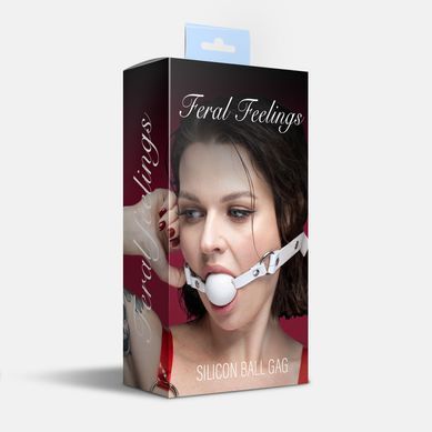 Кляп силіконовий Feral Feelings Silicon Ball Gag White/White, білий ремінець, біла кулька