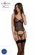 Корсет Passion LEAFA CORSET black, XXL/XXXL, мягкие чашки, зажимы для чулок, стринги в комплекте