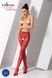 Эротические колготки-бодистокинг Passion S015 red, имитация чулок в сеточку и трусиков с доступом