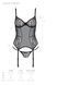 Корсет Passion LEAFA CORSET black, XXL/XXXL, мягкие чашки, зажимы для чулок, стринги в комплекте
