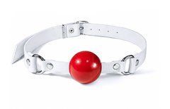 Кляп силіконовий Feral Feelings Silicon Ball Gag White/Red, білий ремінець, червона кулька