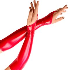 Вінілові міттинки Art of Sex - Lora довгі, размер L, колір червоний