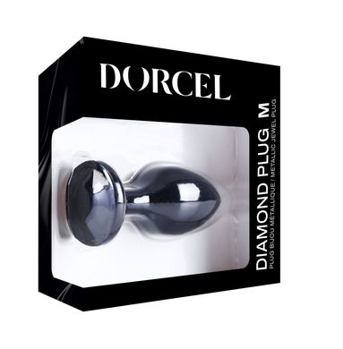 Металева анальна пробка із кристалом Dorcel - Diamond Plug Black M
