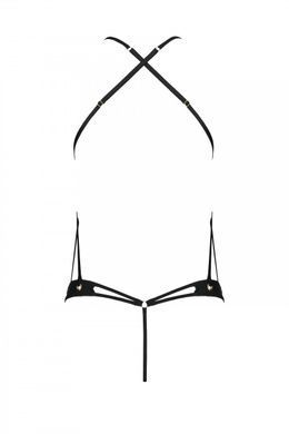 Боди из эко-кожи Passion Tamaris Body black S/M: с ремешками и перфорацией