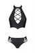 Комплект з еко-шкіри Nancy Bikini black 6XL/7XL - Passion, бра та трусики з імітацією шнурівки