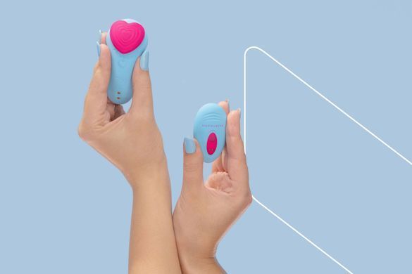 Вибратор у трусики FairyGasm HeartGem blue, на магните, пульт ДУ, голубой