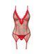 Корсет Obsessive Jollymore corset, XS/S, в клетку, с кружевом, пажи для чулок, стринги в комплекте