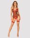 Корсет Obsessive Jollymore corset, XS/S, в клетку, с кружевом, пажи для чулок, стринги в комплекте