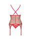 Корсет Obsessive Jollymore corset, XS/S, в клетку, с кружевом, пажи для чулок, стринги в комплекте