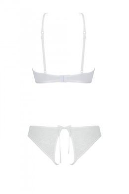 Комплект Passion URSULA SET white XXL/XXXL: бра, трусики с ажурным декором и открытым шагом