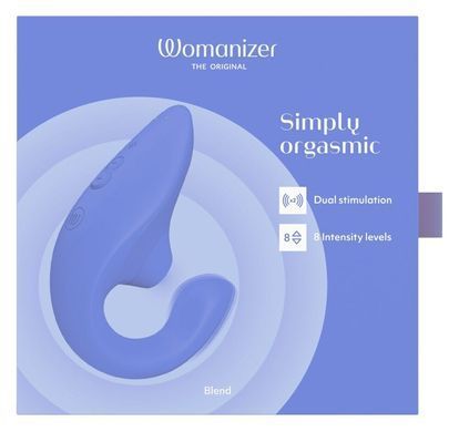 Вагинально-клиторальный стимулятор Womanizer Blend Vibrant Blue, вибрация + вакуум, 2 мотора