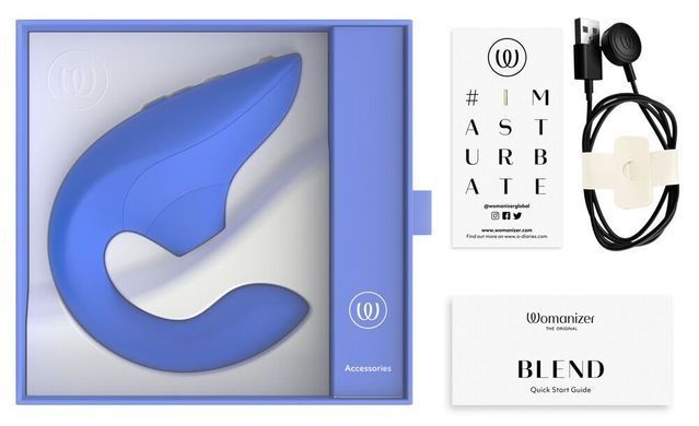 Вагинально-клиторальный стимулятор Womanizer Blend Vibrant Blue, вибрация + вакуум, 2 мотора