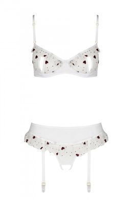 Сексуальний комплект з поясом для панчіх LOVELIA SET white S/M - Passion