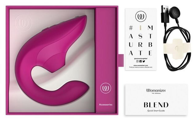 Вагинально-клиторальный стимулятор Womanizer Blend Vibrant Pink, вибрация + вакуум, 2 мотора