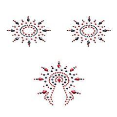 Пэстис из кристаллов Petits Joujoux Gloria set of 3 - Black/Red, украшение на грудь и вульву